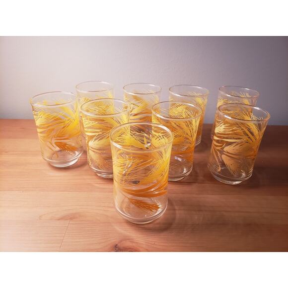 Vintage Libbey Libby Golden Wheat Juice Glasses Set Of 9 Mid-Century - Picture 1 of 3